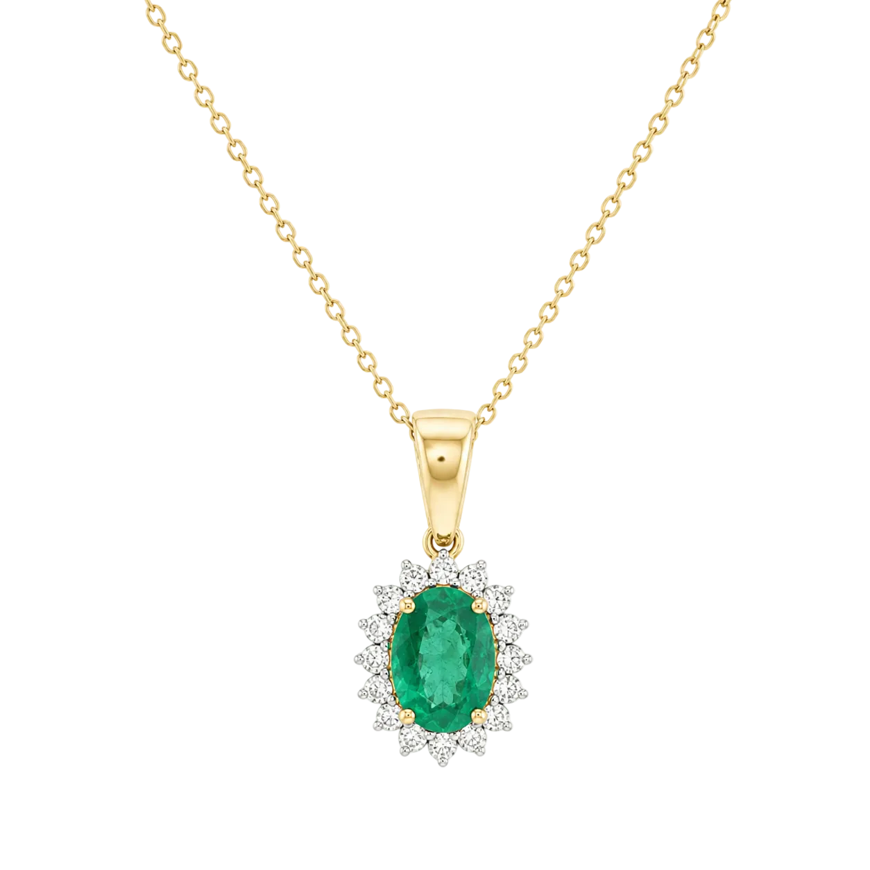 Emerald & Diamond Oval Necklace