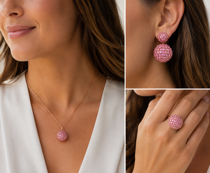 Round Pink Sapphire Earrings