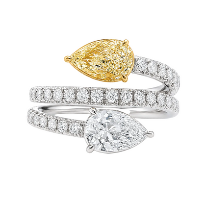 Pear Shape Fancy Yellow & Diamond Ring