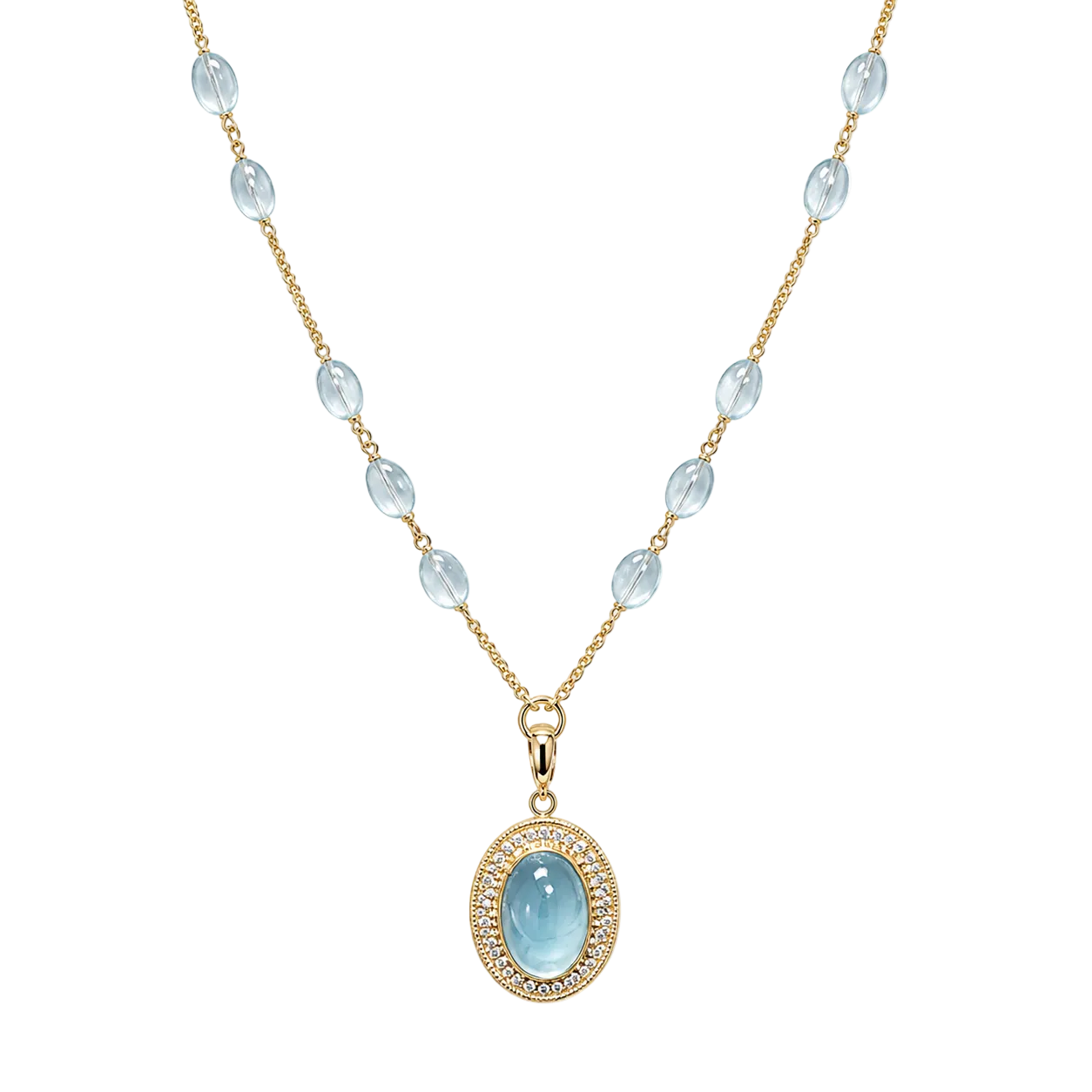 Aquamarine & Diamond Necklace