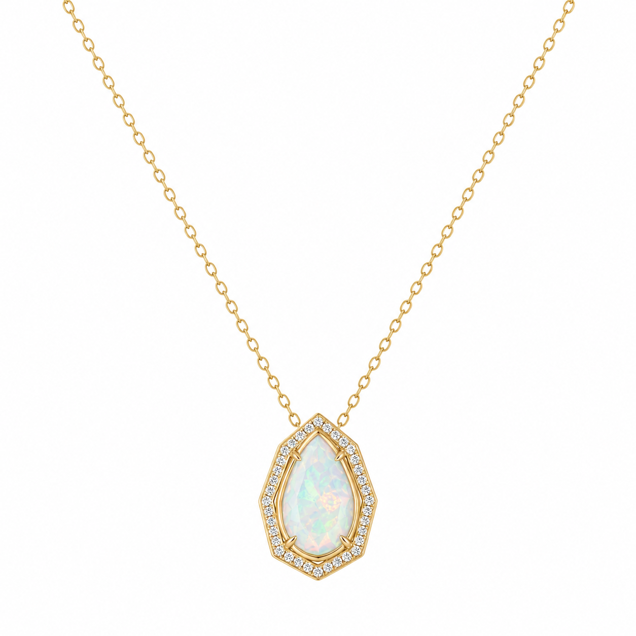 Pear Shape Opal & Diamond Pendant
