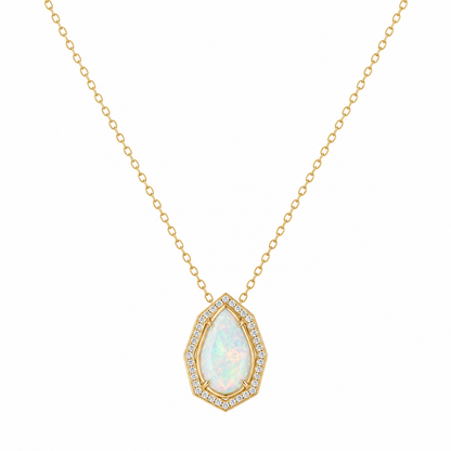 Pear Shape Opal & Diamond Pendant