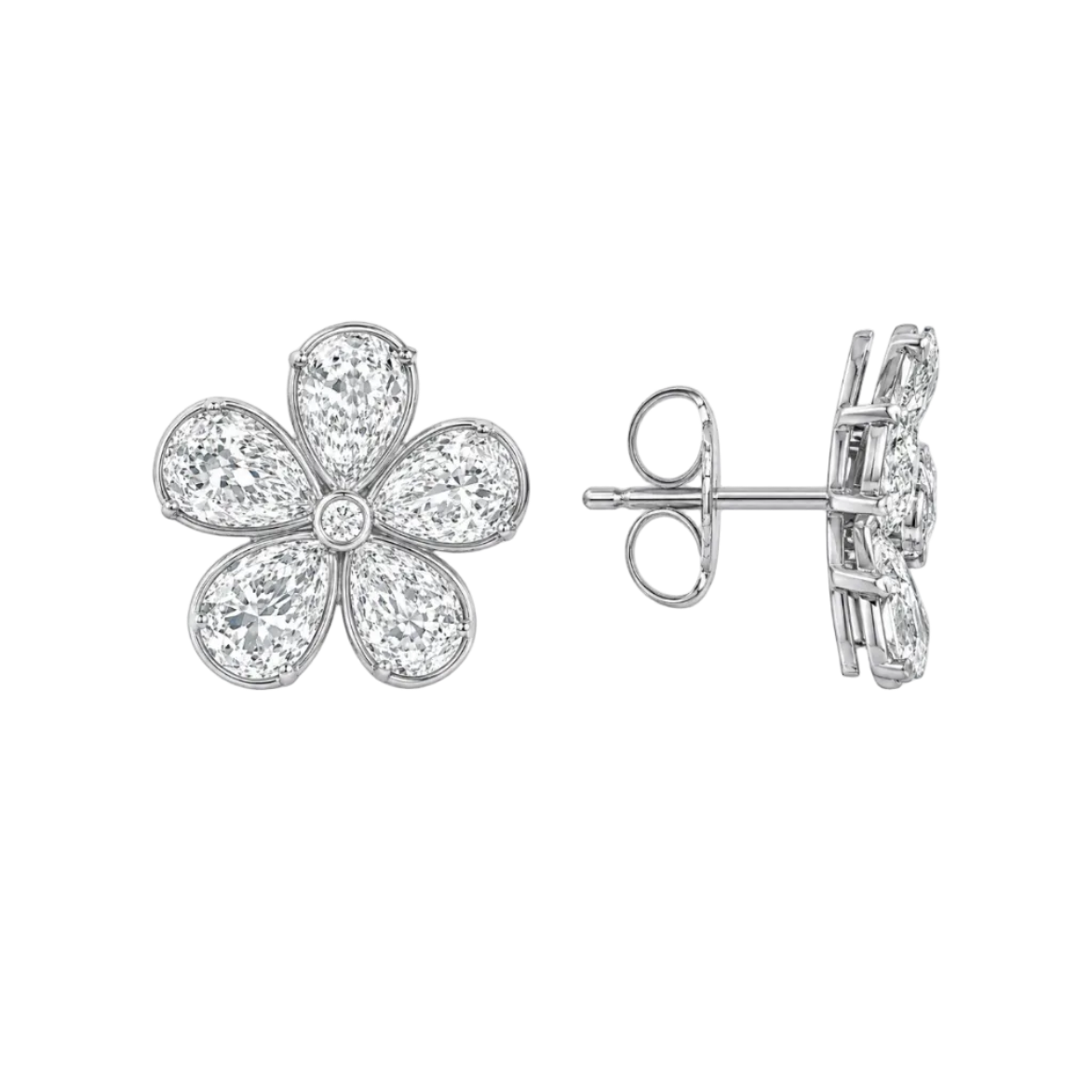 Crisscut Diamond Flower Earrings