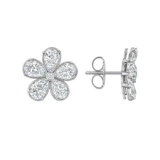 Crisscut Diamond Flower Earrings