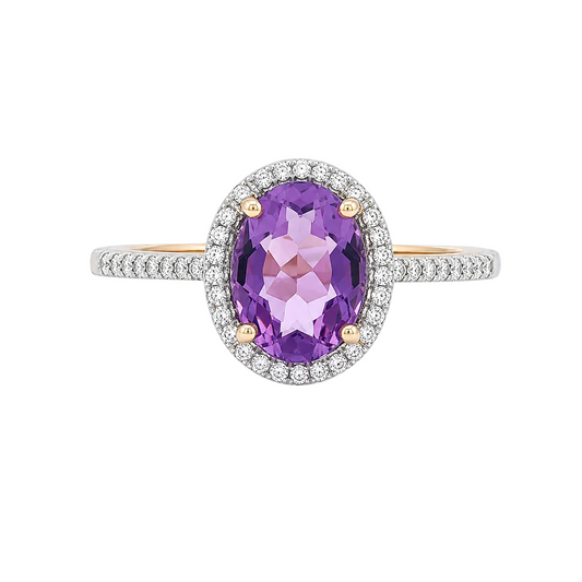 Oval Amethyst & Diamond Ring