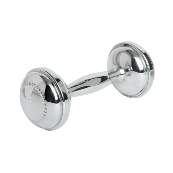 Sterling Silver Beaded Dumbbell Rattle