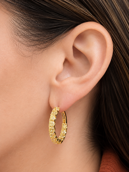 Yellow Diamond Hoop Earrings