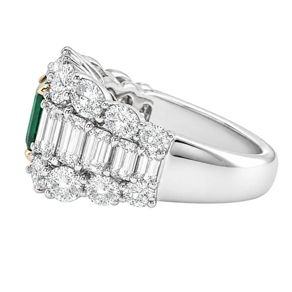 Emerald Cut Emerald & Diamond Ring