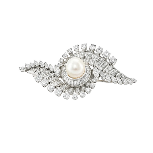 Pearl & Diamond Brooch