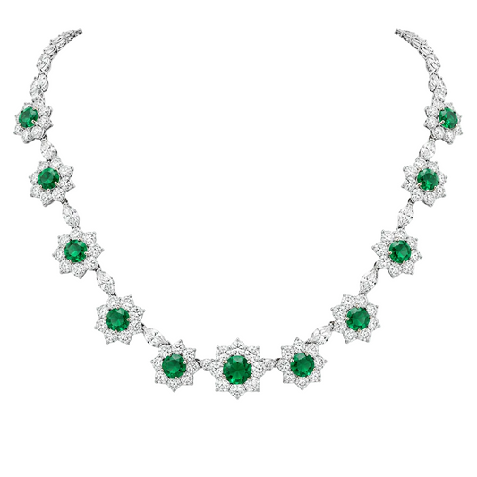 Round Emerald & Diamond Necklace