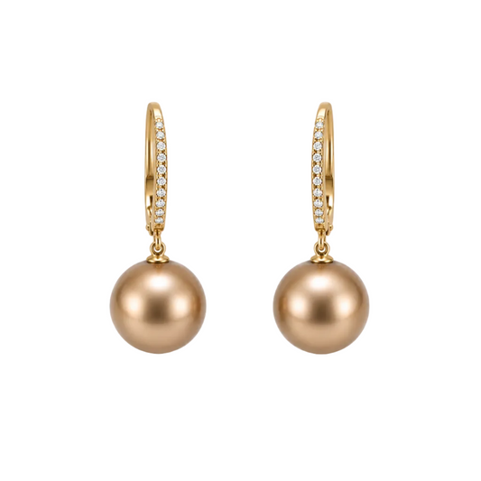 Bronze Pearl & Diamond Earrings