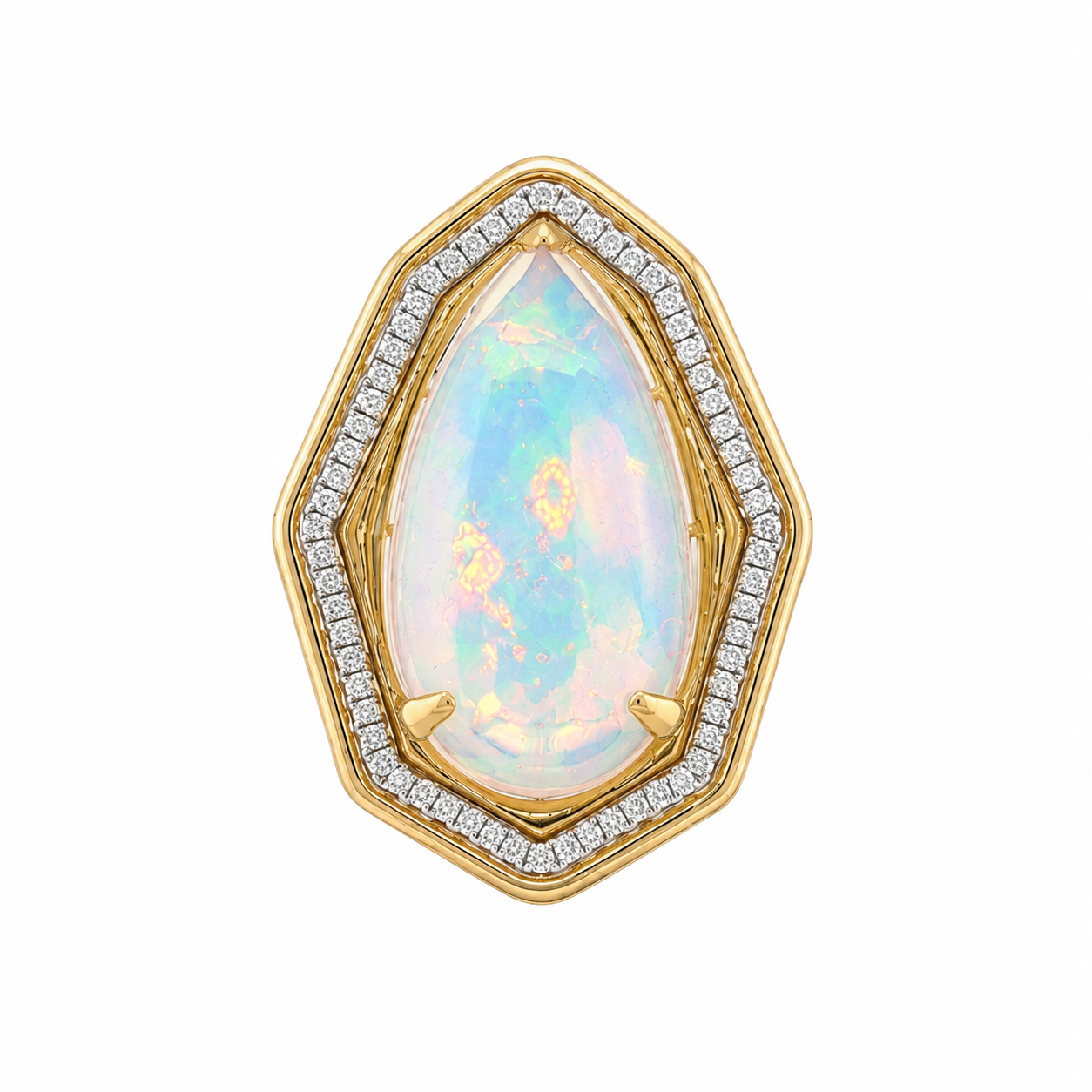 Pear Shape Opal & Diamond Pendant