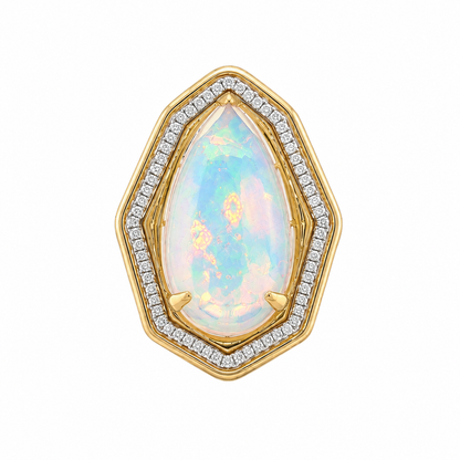 Pear Shape Opal & Diamond Pendant