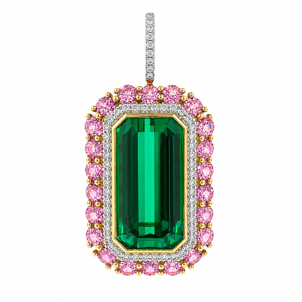 Green & Pink Tourmaline Pendant