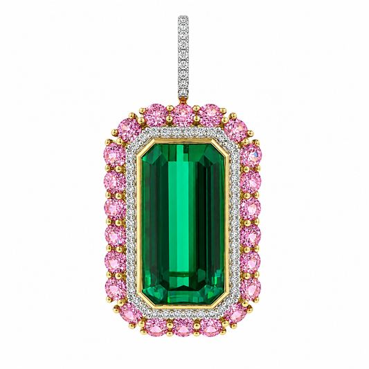Green & Pink Tourmaline Pendant