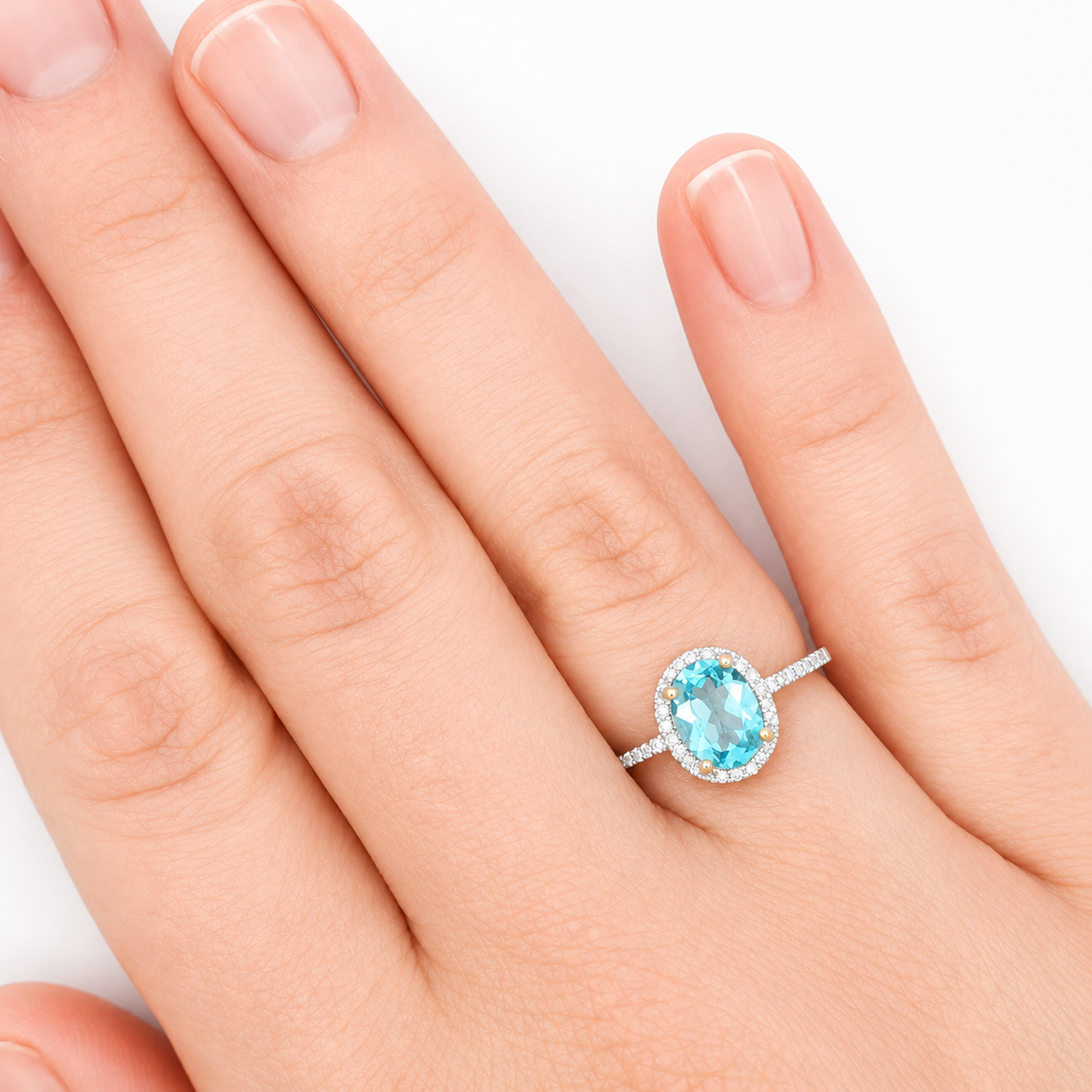 Blue Topaz & Diamond Ring