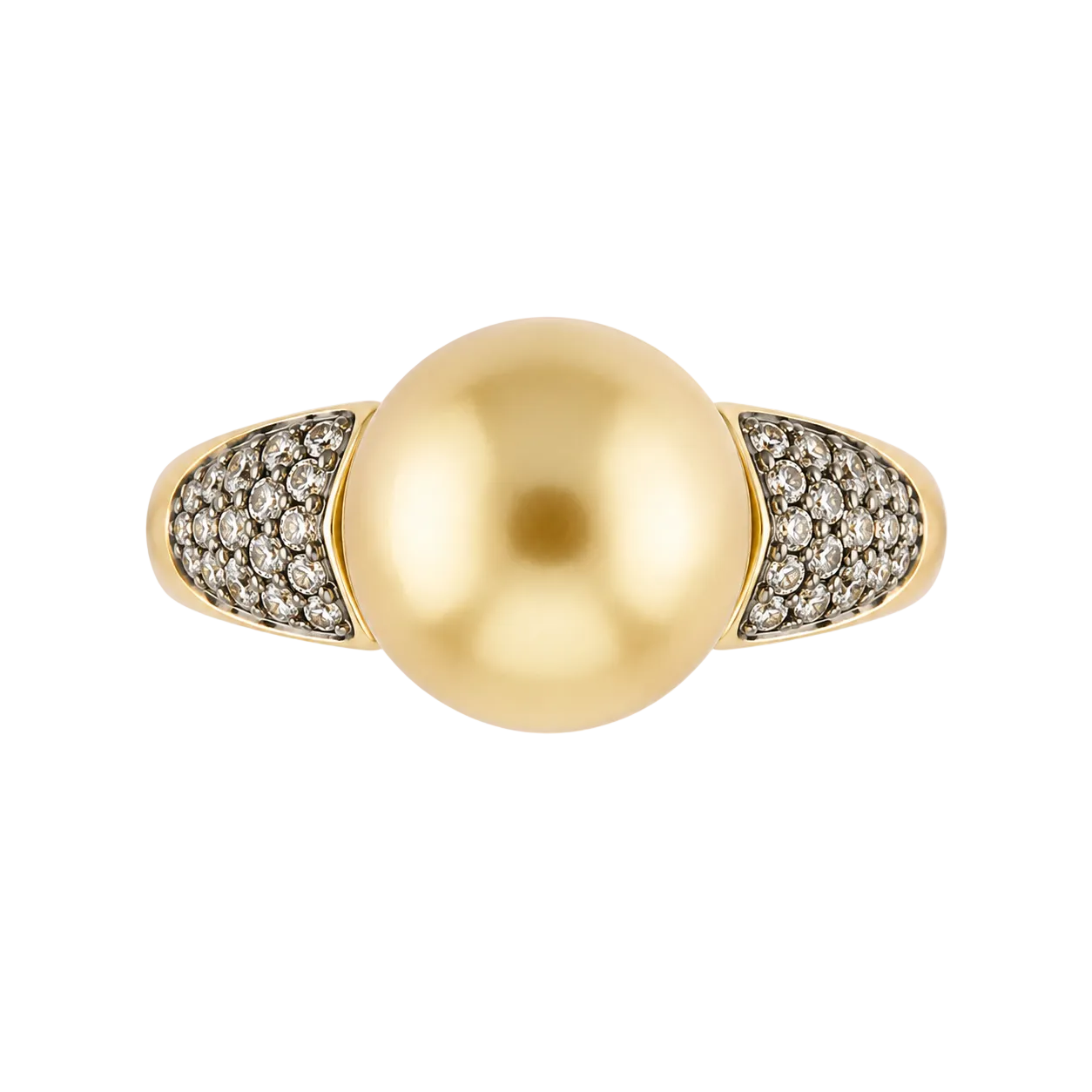 Akoya Pearl & Brown Diamond Ring