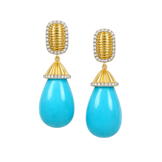 Turquoise & Diamond Earrings