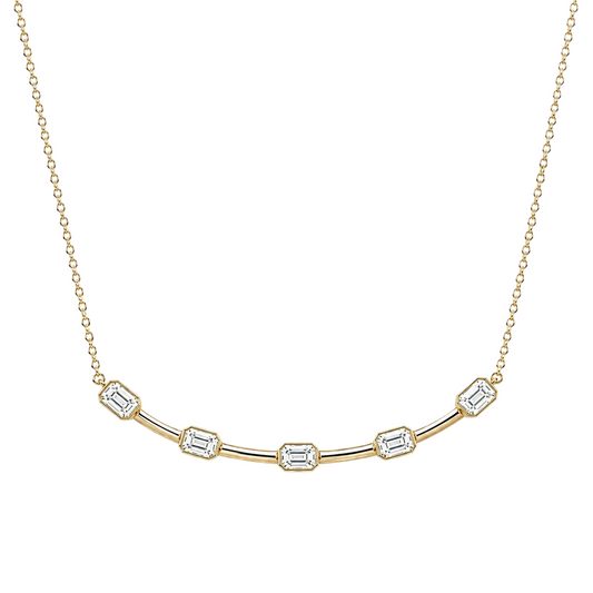 Emerald Cut Bezel Bar Necklace