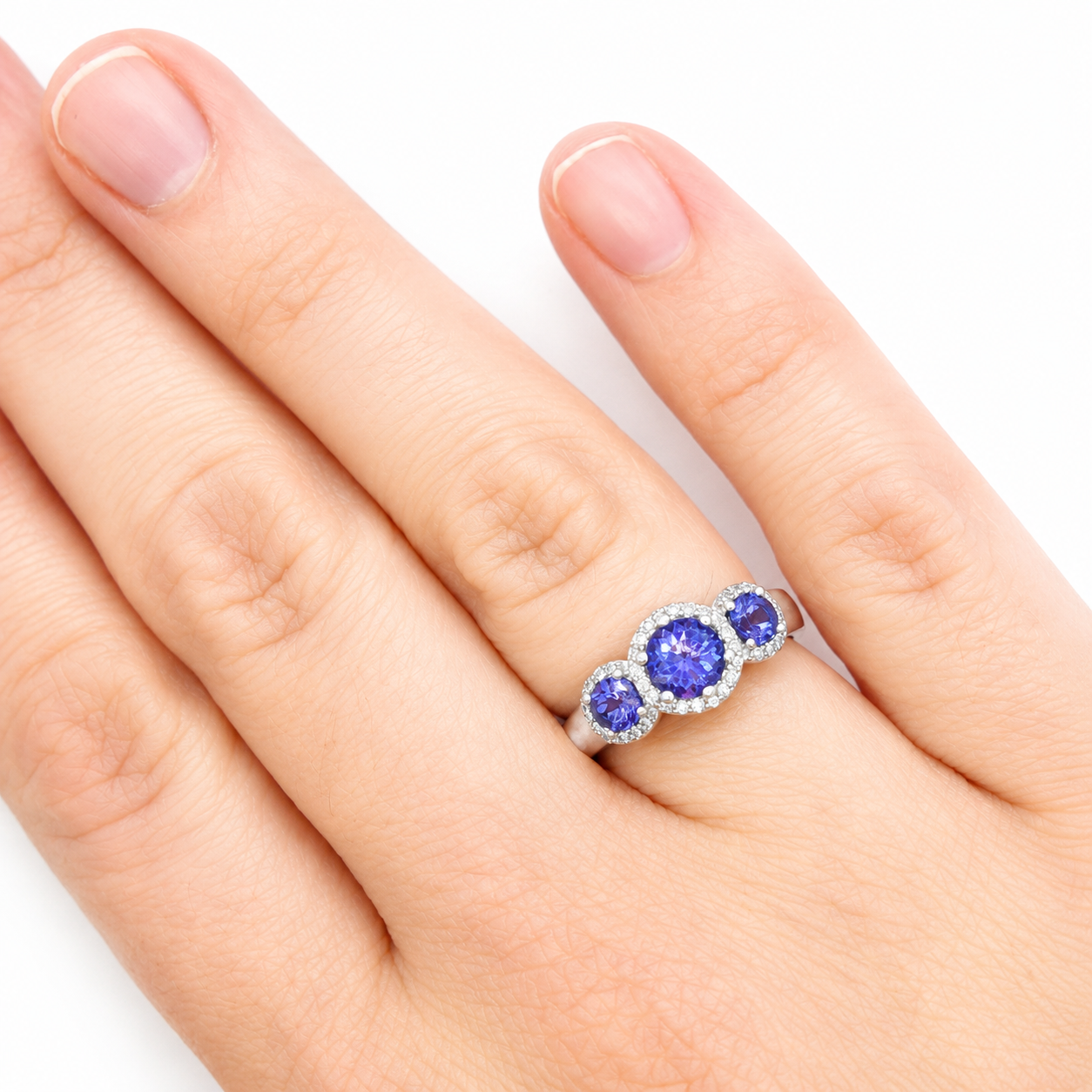 Tanzanite & Diamond 3 Stone Ring