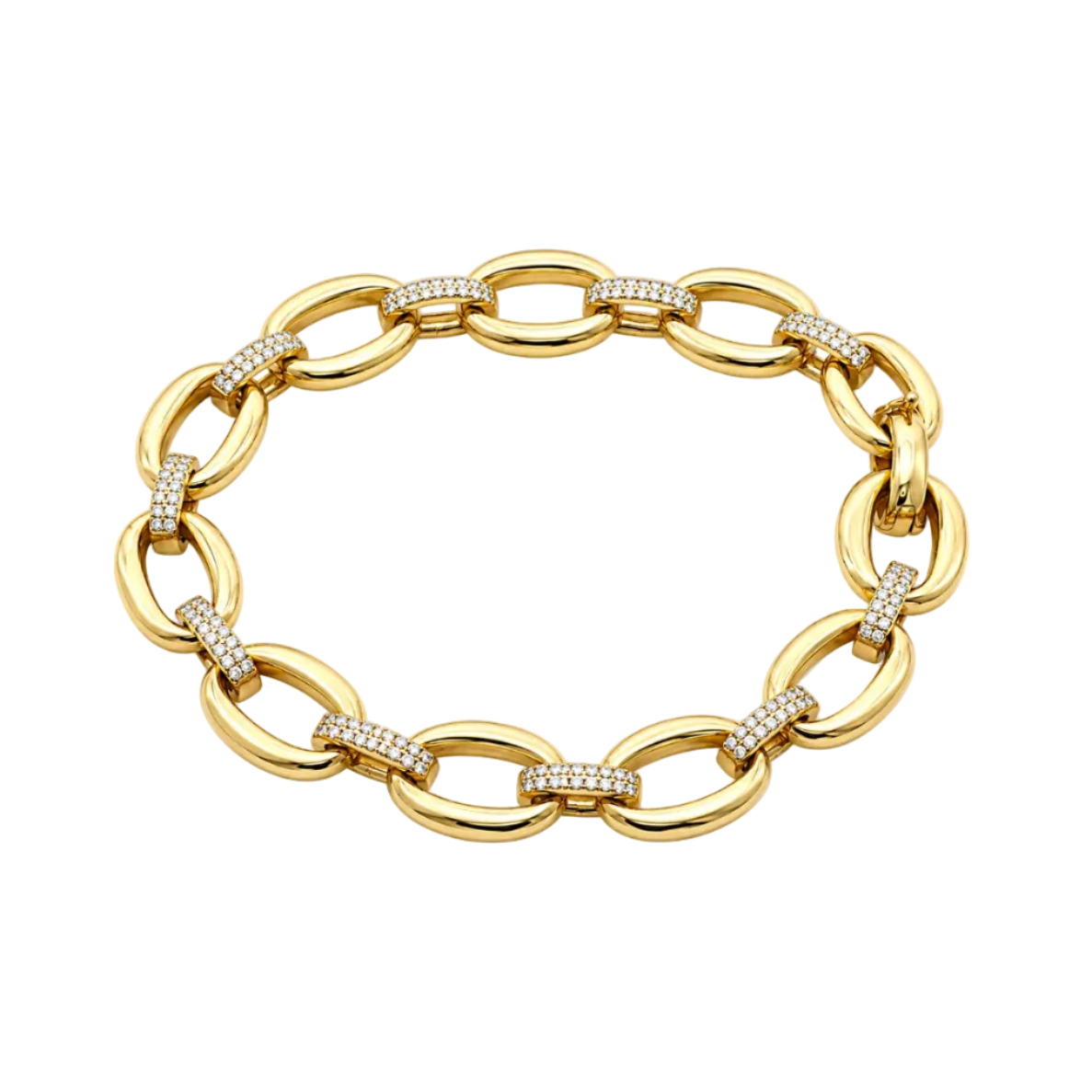Gold & Diamond Oval Link Bracelet