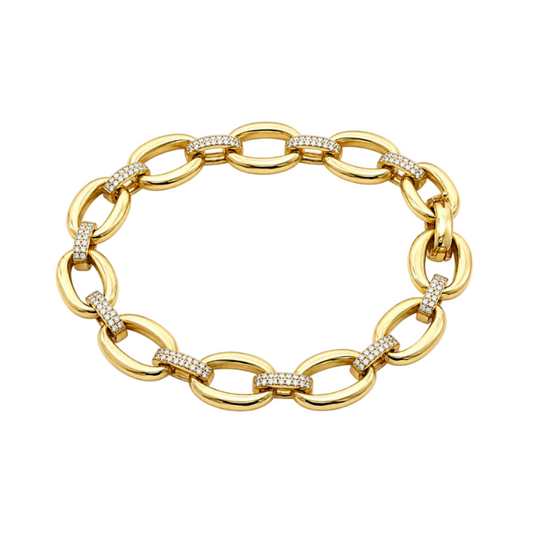 Gold & Diamond Oval Link Bracelet