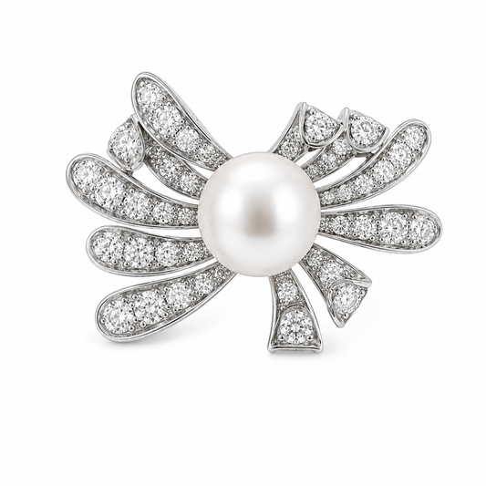 South Sea Pearl & Diamond Brooch