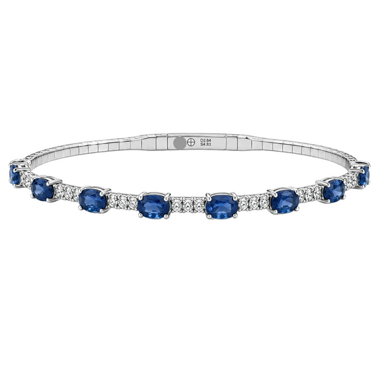 Blue Sapphire & Diamond Pickleball Bracelet