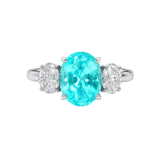 Mozambique Paraiba Tourmaline & Diamond Ring
