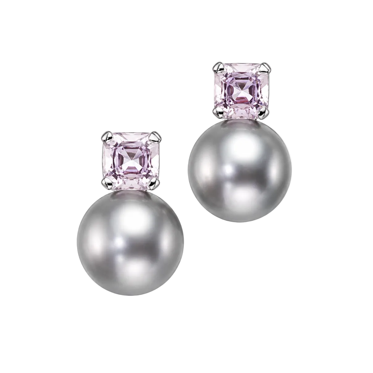 Tahitian Pearl & Morganite Stud Earrings