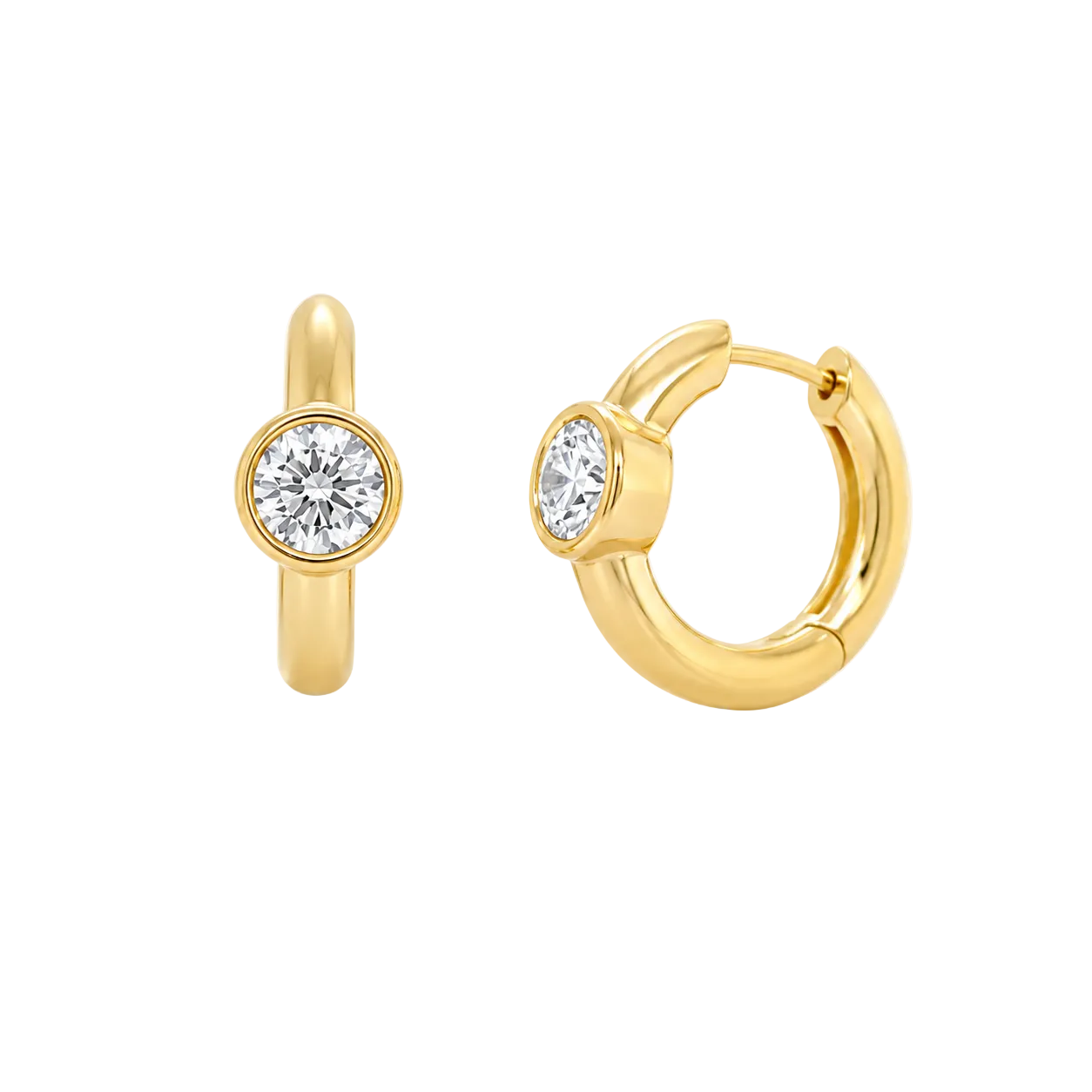 Diamond Bezel Hoop Earring