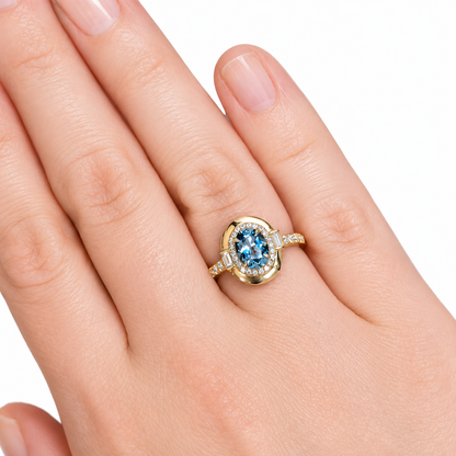 Aquamarine & Diamond Ring