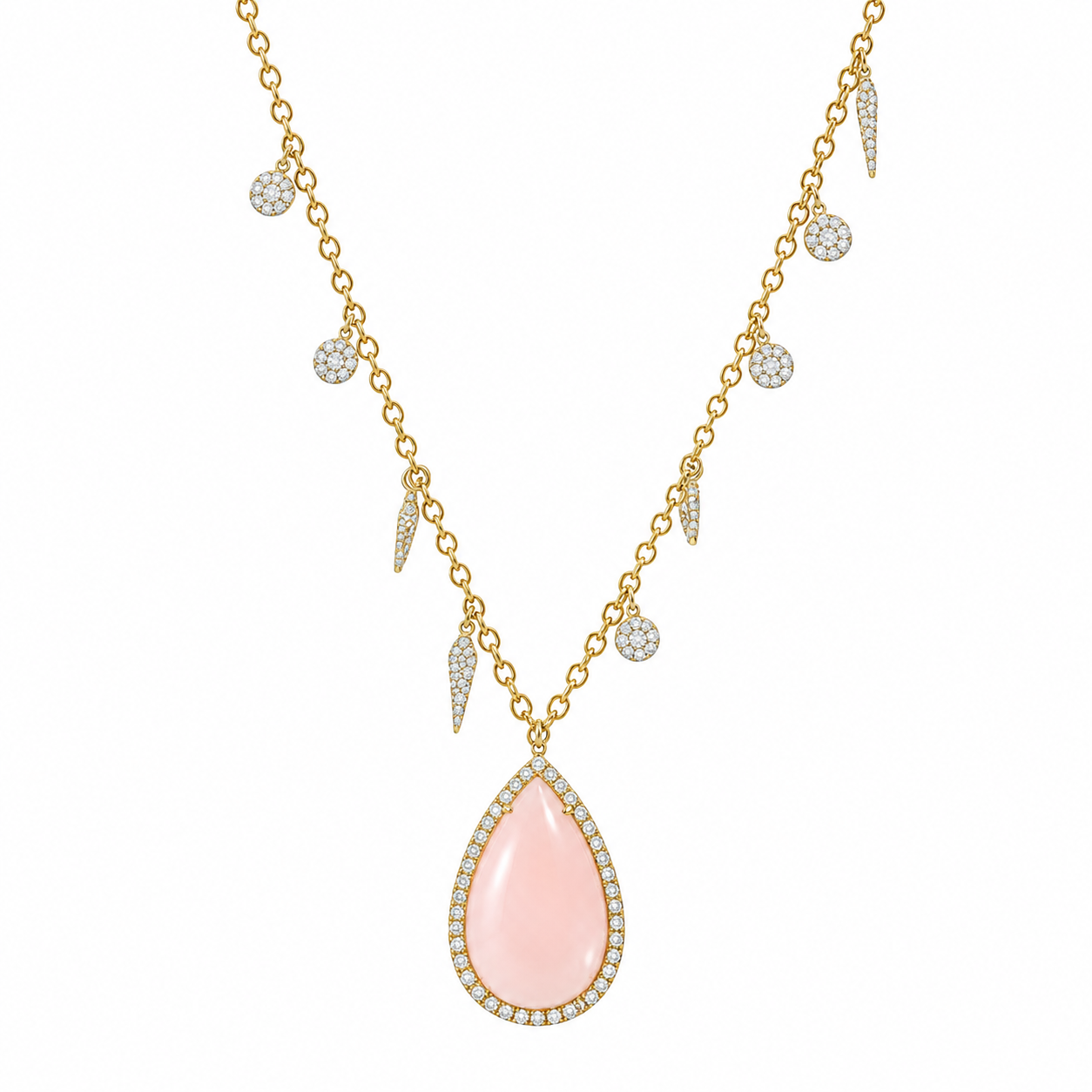 Pink Opal & Diamond Necklace