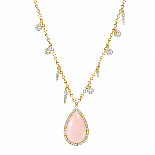 Pink Opal & Diamond Necklace