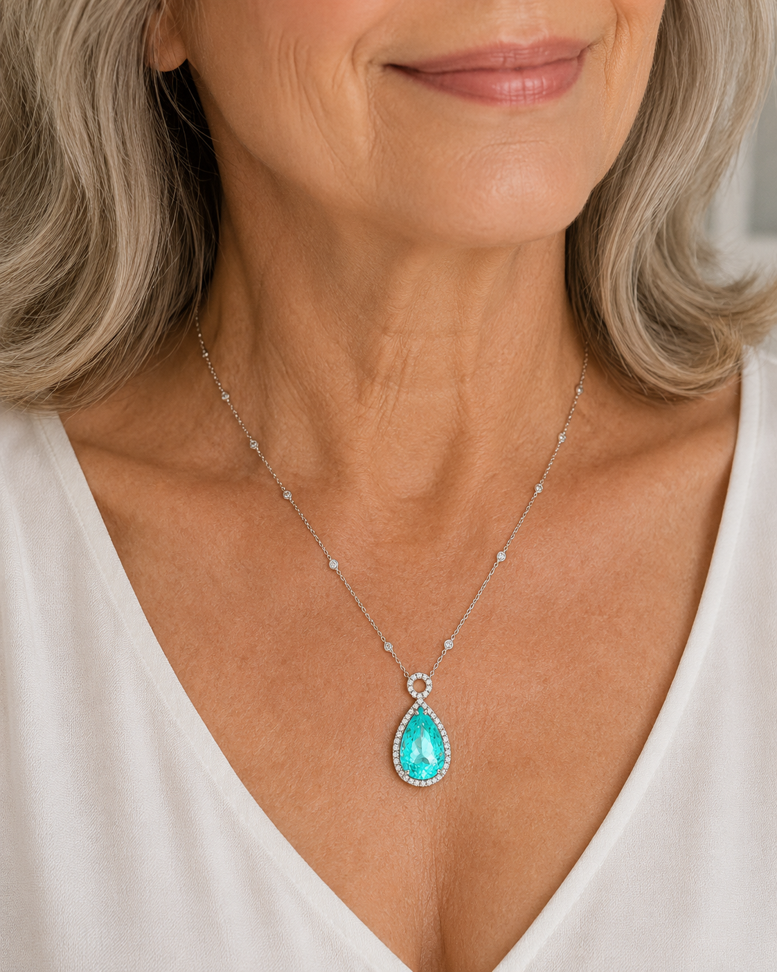 Mozambique Paraiba Tourmaline & Diamond Necklace