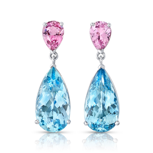 aquamarine & pink spinel earrings