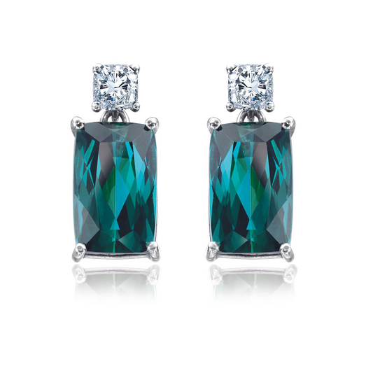 10.95ctw green tourmaline & diamond earrings