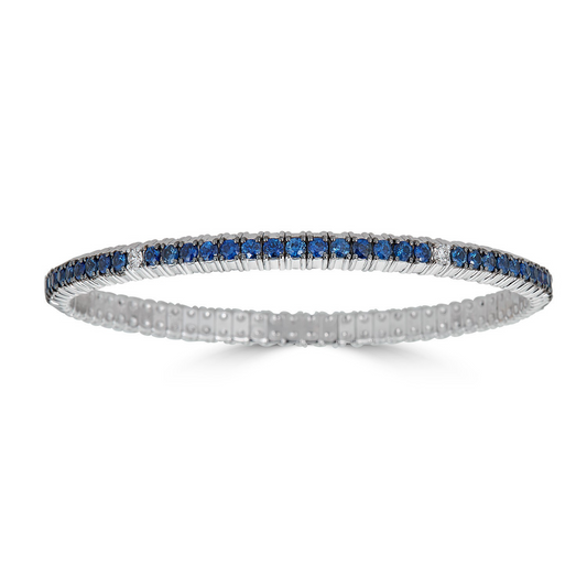 3.95ctw blue sapphire & diamond stretch diamond bracelet