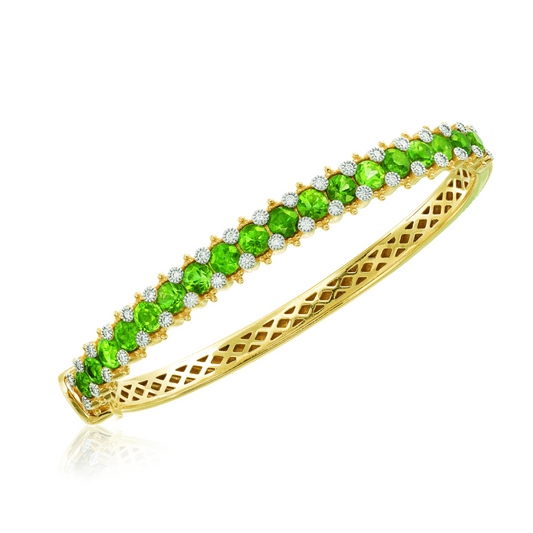 green tourmaline and diamond bangle
