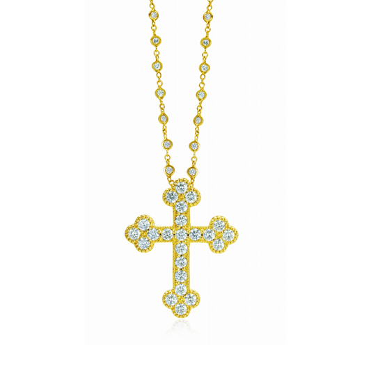 guinevere diamond cross pendant & diamond by the yard chain