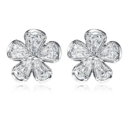1.85ctw pear shape diamond flower earrings