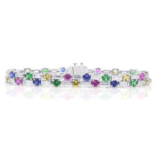 Sapphire, tsavorite & diamond bracelet