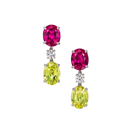 chrysoberyl, rubellite & diamond earrings
