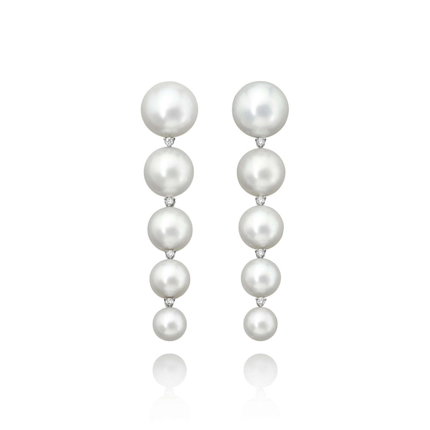 15mm - 9mm South Sea pearl & diamond earrings
