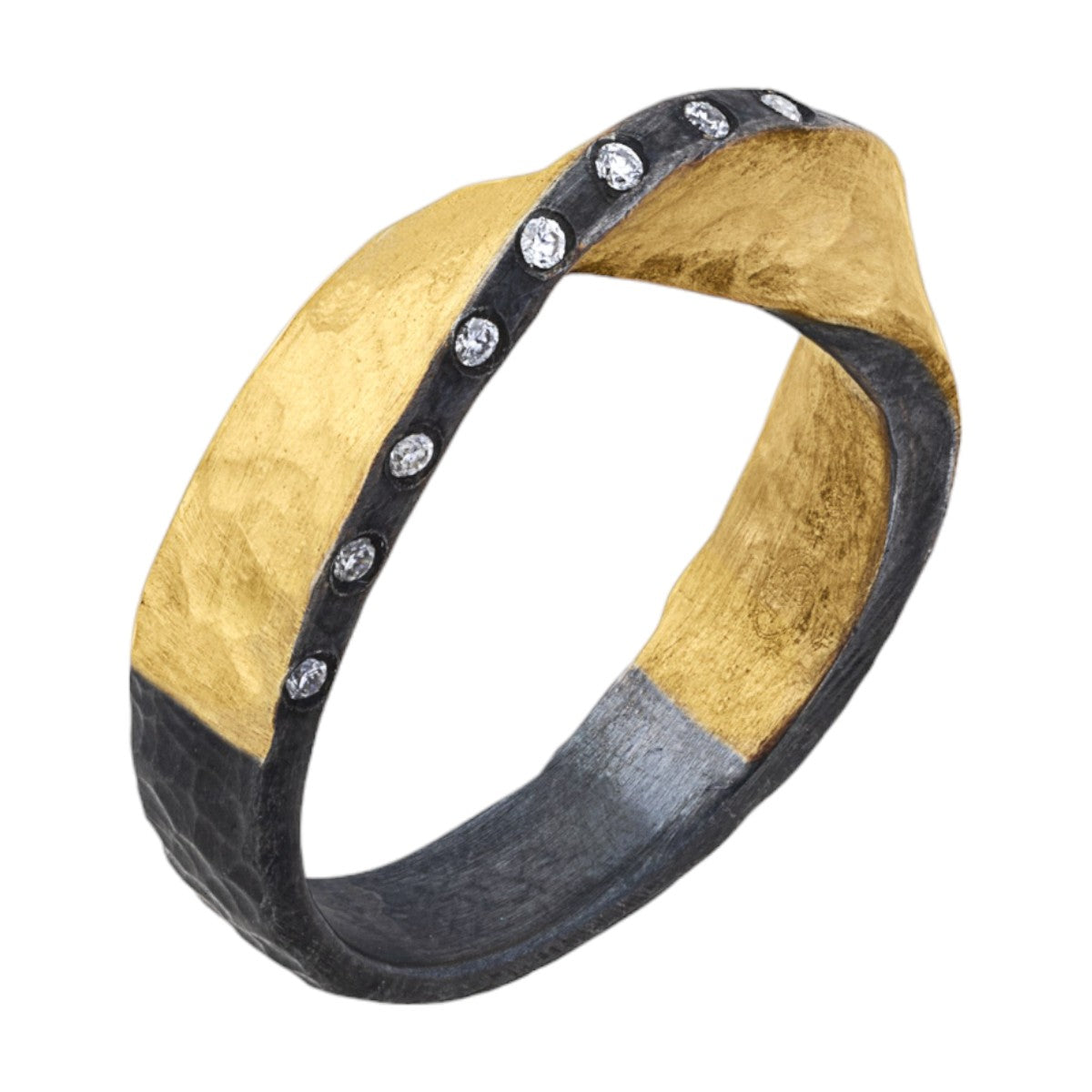 Oxidized Diamond Twist Ring