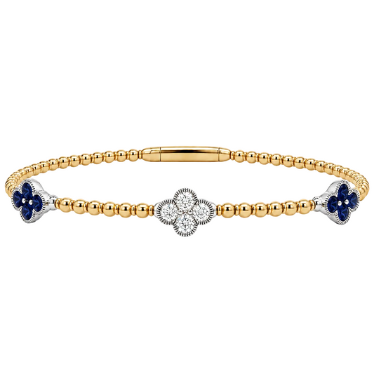Blue Sapphire & Diamond Pickleball Bracelet